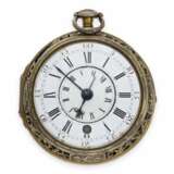 Taschenuhr: frühe, große und hochinteressante englische Doppelgehäuse-Spindeluhr mit Alarm, bedeutender Uhrmacher Joseph Martineau Senior No. 557, London ca. 1740-50 - Foto 1