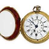 Taschenuhr: frühe, große und hochinteressante englische Doppelgehäuse-Spindeluhr mit Alarm, bedeutender Uhrmacher Joseph Martineau Senior No. 557, London ca. 1740-50 - photo 11