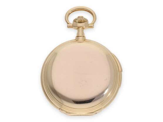 Taschenuhr: Lange & Söhne Rarität, extrem schwere Louis XV Goldsavonnette mit Seconde Morte und Repetition, No.28592 von 1890, lediglich 5 dieser Uhren wurden gebaut, mit Stammbuchauszug - фото 7