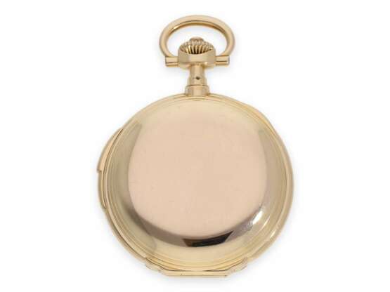 Taschenuhr: Lange & Söhne Rarität, extrem schwere Louis XV Goldsavonnette mit Seconde Morte und Repetition, No.28592 von 1890, lediglich 5 dieser Uhren wurden gebaut, mit Stammbuchauszug - Foto 8