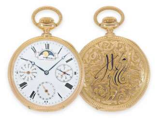 Taschenuhr: museales Patek Philippe Taschenchronometer mit Äquation, ewigem Kalender und Mondphase, No.31090, Genf um 1870, lediglich 7 dieser Uhren wurden gefertigt!