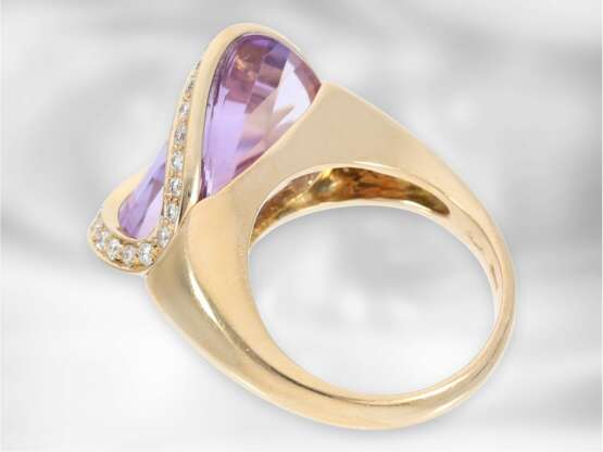 Ring: attraktiver Roségold Designerring mit Amethyst und Brillanten, 18K Gold, Superoro, Italien - photo 2