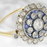 Ring: seltener, antiker Saphir/Diamant-Blütenring, um 1900 - Foto 1