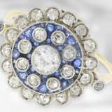 Ring: seltener, antiker Saphir/Diamant-Blütenring, um 1900 - фото 2