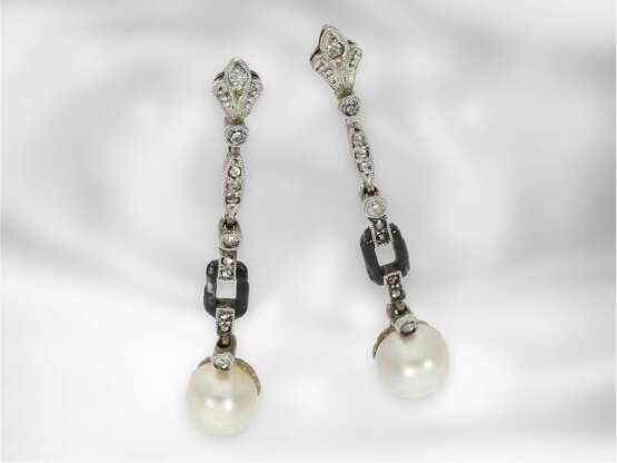 Ohrschmuck: seltener, antiker Ohrschmuck mit feinen Perlen und Diamantbesatz - photo 3
