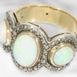 Ring: sehr schöner antiker Opalring mit Diamantrosen, 14K Gelbgold und Silber - photo 2