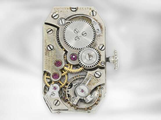 Armbanduhr: sehr hochwertige Art déco Damenuhr aus Platin mit Diamantbesatz, E. Koehn Geneve No. 85979, gefertigt für Coldwell USA, ca. 1925 - Foto 2