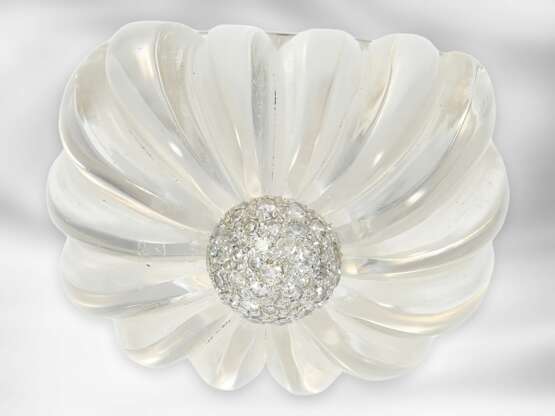 Ring: außergewöhnlicher Designerring mit großem Bergkristall und Diamanten, 14K Weißgold - photo 3