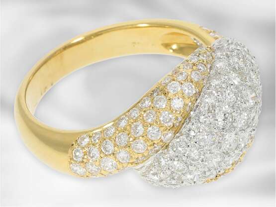 Ring: sehr dekorativer Gelbgold-/Platinring mit Brillanten, insgesamt ca. 1,6ct, 18K Gold, 950er Platin - фото 3