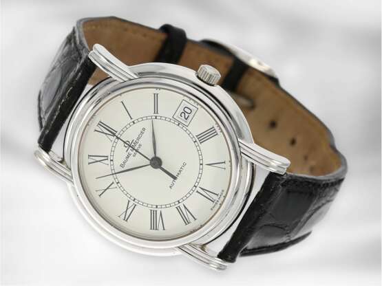 Armbanduhr: feine Baume & Mercier "Automatik" Armbanduhr in 18K Weißgold - Foto 1