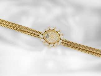 Armbanduhr: sehr dekorative und ehemals sehr teure vintage Chopard Luxus-Schmuckuhr mit Diamantbesatz, insgesamt ca. 1,95ct, 18K Gelbgold