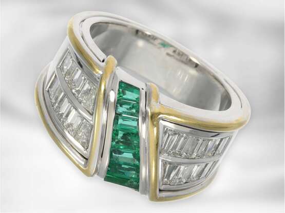 Ring: edler, äußerst hochwertiger und dekorativer Smaragd/Diamant-Goldschmiedering, 2,52ct, außergewöhnliche Handarbeit, 18K Weißgold, NP 8.640€ - Foto 1