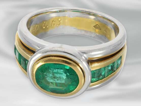 Ring: wertvoller und sehr solide gearbeiteter 18K Smaragd-Goldschmiedering, Mittelstein von 1,6ct - photo 3