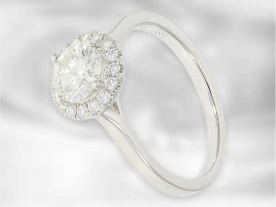 Ring: hochwertiger dekorativer Brillantring mit Einkaräter von ca. 1,08ct, 14K Weißgold - Foto 2