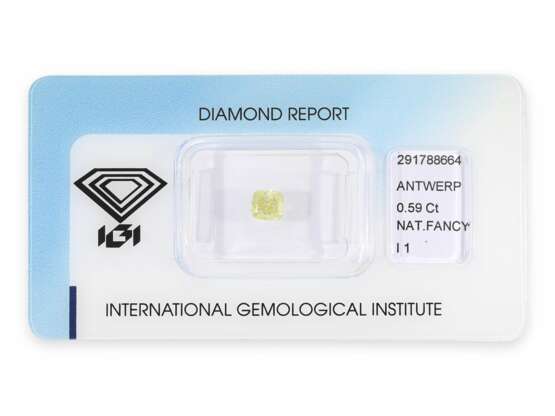 Diamant: natürlicher Fancy Diamant von 0,59ct, natural fancy intense yellow, IGI-Report - фото 1