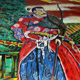 “Samurai with bow” Oil paint Landscape painting 2019 - photo 2