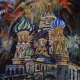 “The temple and fireworks” Canvas Tempera Impressionist Landscape painting 2020 - photo 1