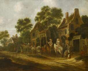 Niederländischer Meister, Reiter und Kutschen vor der Poststation