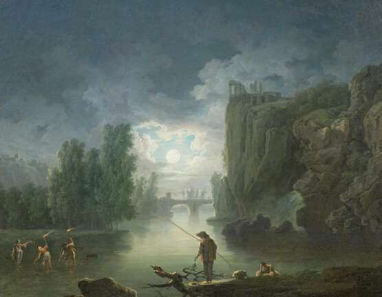 Vernet, Claude Joseph, 1714 Avignon - 1789 Paris, Flusslandschaft mit nächtlichen Fischern - photo 1