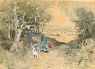 Ferdinandus, Alexandre, Frankreich - 1888 Frankreich, Sonntagsspaziergang in einer französischen Landschaft