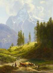 Millner, Karl, 1825 Mindelheim - 1895 München, Alpental mit Blick auf die Zugspitze
