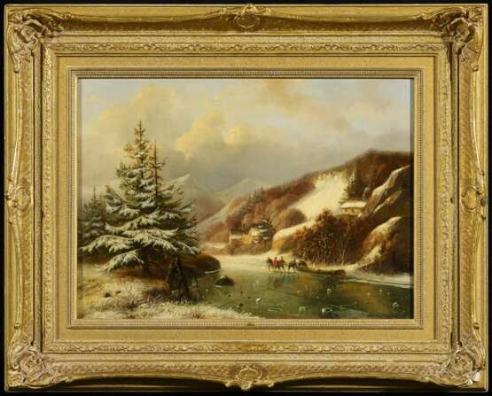 Roosenboom, Nicolaas Johannes, 1805 Schellingwouw - 1880, Winterliche Flusslandschaft - Foto 2
