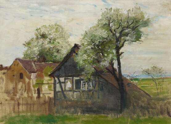 Sterl, Robert Hermann, 1867 Grossdobritz - 1932 Naundorf, Bauernhaus im Frühling - Foto 1