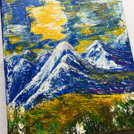 “The Alps (Alpine mountains)” Canvas Oil paint Impressionism Landscape painting 2019 - photo 3