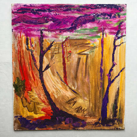 „Es war динопара“ Naturholz Acrylfarbe Impressionismus Mythologische Malerei 2020 - Foto 1