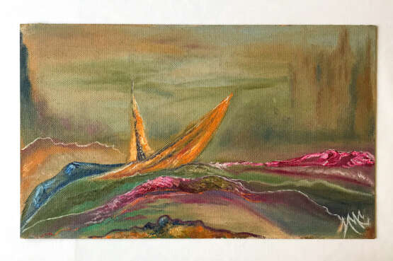 „Schiff (Ship)“ Naturholz Ölfarbe Abstractionismus Marinemalerei 2020 - Foto 1