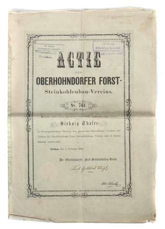 Aktie Actie des Oberhohndorfer Forst-Steinkohlenbau-Vereins, No - Foto 1