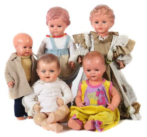 5 große Puppen 1 x Kämmer & Reinhardt, Celluloid-Baby m - фото 1
