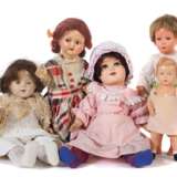 5 Puppen 1 x ''Minerva'', Celluloid, blaue Augen, Haartolle, gemarkt, H - photo 1