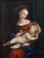 Bildplatte ''Madonna Bridgewater'' Nach dem gleichnamigen Gemälde ''Madonna Bridgewater'' von Raffael (1483-1520) um 1507. Platte deutsch