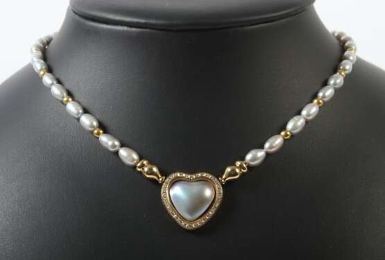 Perlenkette mit Herz 1980/90er Jahre - photo 1