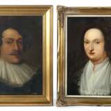 Portraitmaler des 17./18. Jahrhundert Paar Portraits: 1x ''Bildnis einer adeligen Dame'' in schwarzem Kleid mit Kragen angetan - photo 1