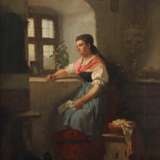 Maler des 19. Jahrhundert ''Junge Frau am Fenster'' - Foto 1