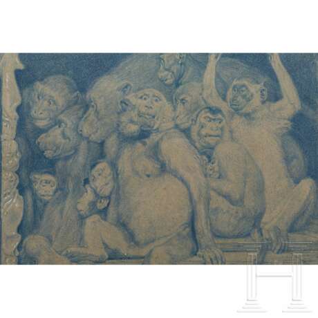 "Affen als Kunstrichter", nach Gabriel von Max, München, datiert 1913 - Foto 2