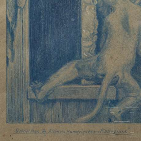 "Affen als Kunstrichter", nach Gabriel von Max, München, datiert 1913 - Foto 4