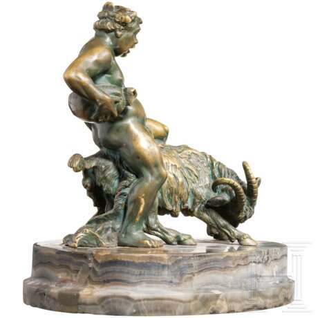 Bacchus auf Ziegenbock, Bronze auf Marmorsockel, um 1900 - фото 2