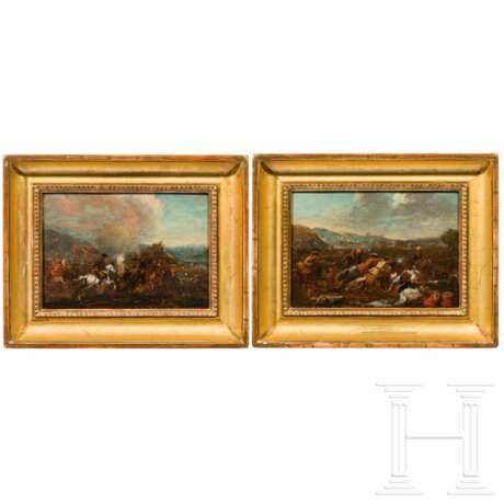 Zwei Ölbilder eines Reitergefechts, 18. Jahrhundert - photo 2