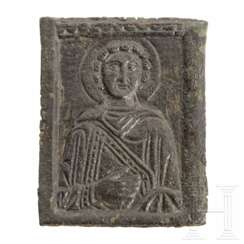 Bronze-Ikone eines Heiligen, byzantinisch, 5. - 7. Jahrhundert