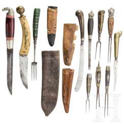 Konvolut Messer und Gabeln, teilweise von Fuhrmannsbestecken, 18./19. Jahrhundert