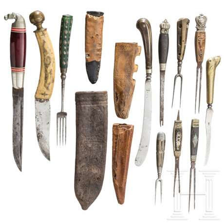 Konvolut Messer und Gabeln, teilweise von Fuhrmannsbestecken, 18./19. Jahrhundert - photo 1