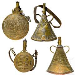 Vier Pulverflaschen, Marokko, 19./20. Jahrhundert