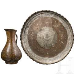 Gravierter Wasserkrug und Tablett, Afghanistan, 19. Jahrhundert