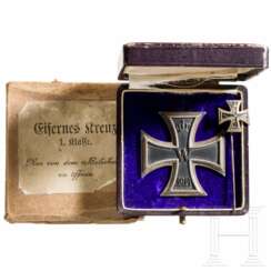 Eisernes Kreuz 1914, 1. Klasse im Etui mit Miniatur und Überkarton
