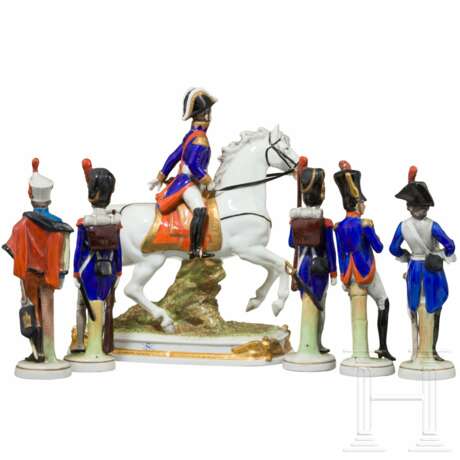 Sechs Porzellanfiguren von Soldaten der Napoleonischen Kriege, Scheibe-Alsbach, 20. Jahrhundert - Foto 2