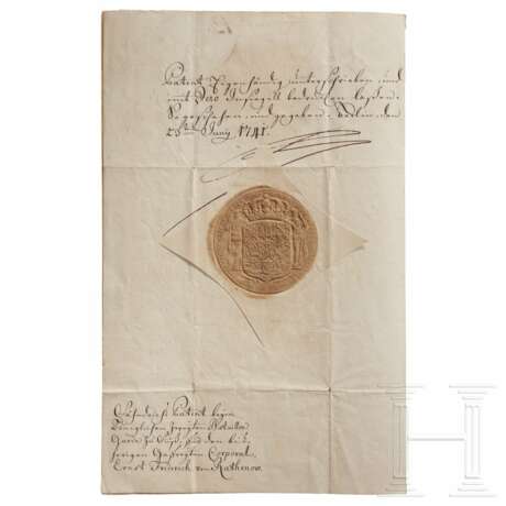 König Friedrich II. - Patent für den Fähnrich Ernst Friedrich von Rathenow vom 23.6.1741 - photo 1
