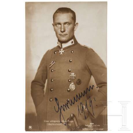 Oberleutnant Hermann Göring - Foto-Ansichtskarte (Sanke) mit Widmung - Foto 1